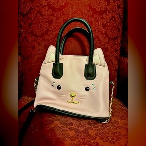 ADORABLE Light Pink Betsey Johnson Cat Purse Crossbody